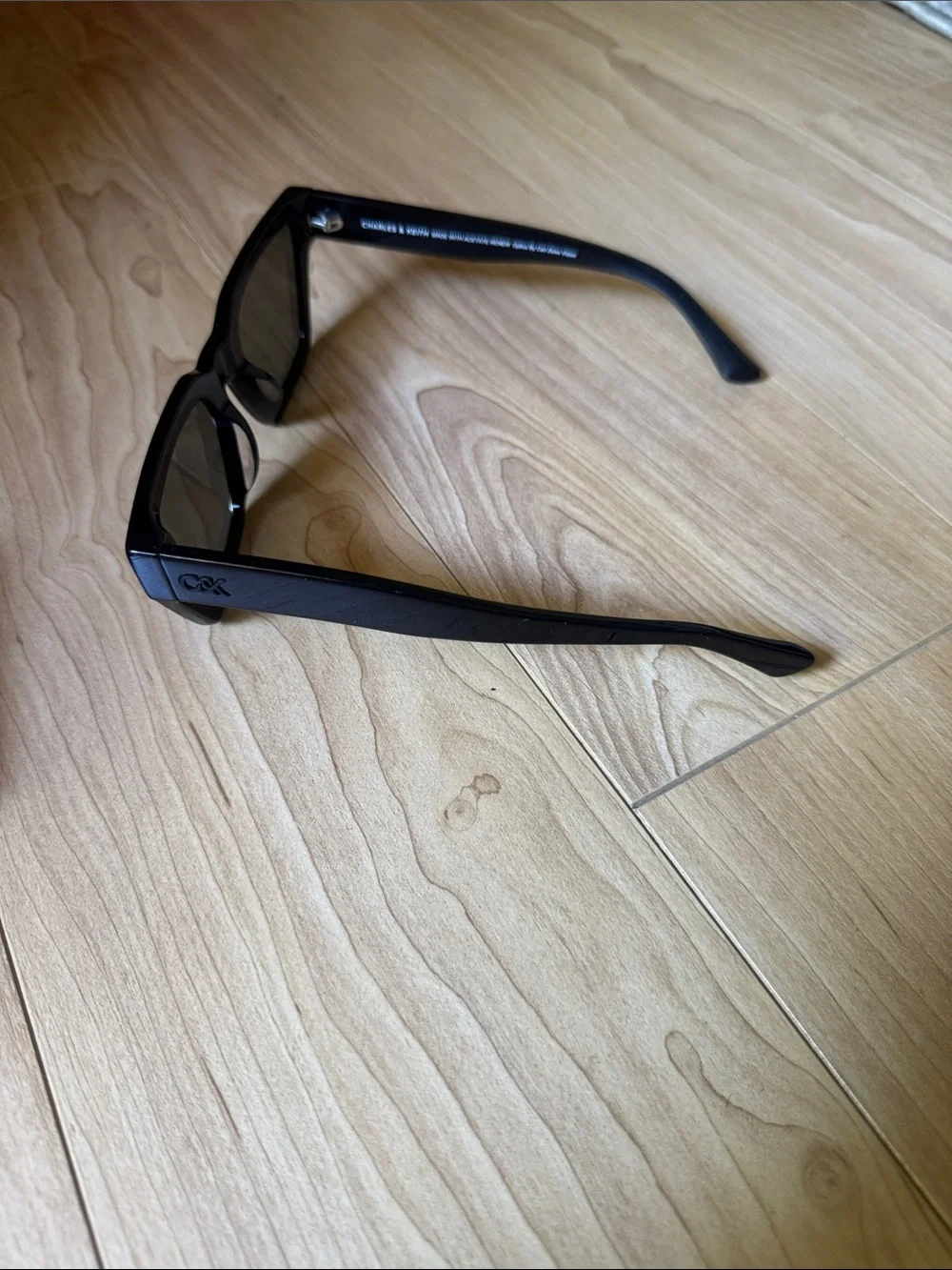 Charles & Keith Black Oversized Geometric Sunglasses with Case